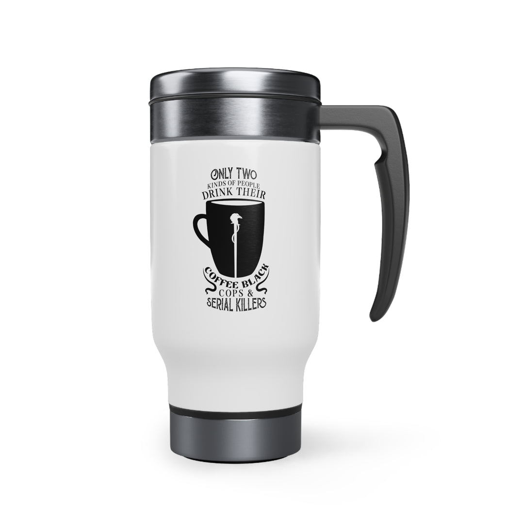 Roman Black Coffee Staff Stainless Steel Travel Mug with Handle, 14oz